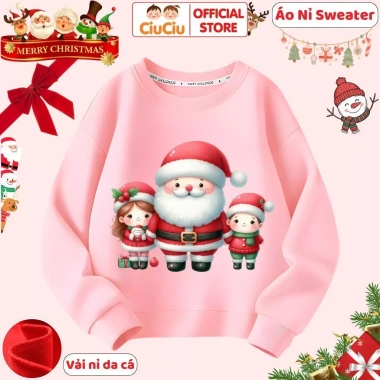 Áo Nỉ Sweater Noel Giáng Sinh CIUCIU KID cho Bé Trai & Bé Gái, Vải Da Cá Co Dãn Giữ Nhiệt