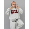 Áo Nỉ Sweater Nữ Boxy Thêu ROCK BAND Unisex Ulzzang Hàn Quốc, 3 màu dễ phối, giá 119k 3