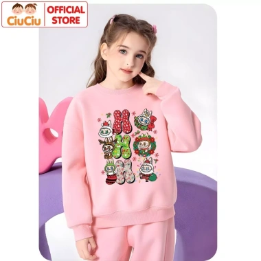 Áo Nỉ Sweater Thu Đông Labubu Noel Bé Trai và Gái – Vải Da Cá Giữ Nhiệt, Giá 160k 4