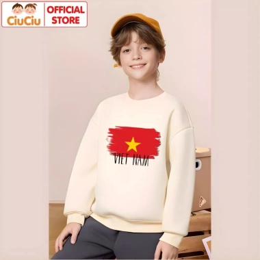 Áo Nỉ Sweater Trẻ Em Hình Cờ Đỏ Sao Vàng - CIUCIU KID Da Cá Dày Dặn Ấm Áp Mềm Mại 7