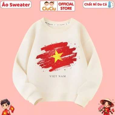 Áo Nỉ Sweater Trẻ Em Hình Cờ Đỏ Sao Vàng - CIUCIU KID Da Cá Dày Dặn Ấm Áp Mềm Mại 10