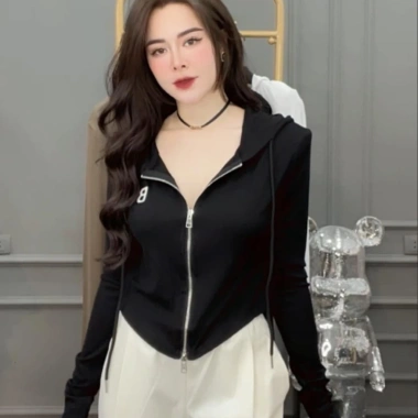 Áo nỉ tăm mũ khoá thêu chữ - Ấm áp, phong cách, giảm còn 124.200₫