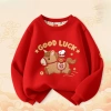 Áo Nỉ Tết bé gái dài tay kiểu sweater hình cưỡi ngựa Good Luck - Giá chỉ 179k