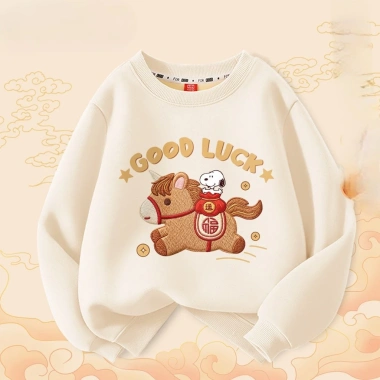 Áo Nỉ Tết bé gái dài tay kiểu sweater hình cưỡi ngựa Good Luck - Giá chỉ 179k 2
