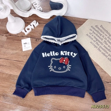 Áo nỉ thu đông bé gái Hàn Quốc Tini Kids, mũ ren hello kitty, 10-30kg, giảm giá 135k 9