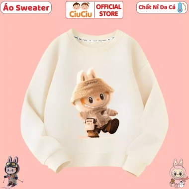 Áo Nỉ Thu Đông Labubu CIUCIU KID cho Bé Trai và Bé Gái - Vải Da Cá co dãn, mềm mại, giữ ấm, giá 160k giảm từ 201.6k 4