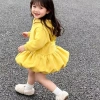 Áo nỉ trẻ em Hàn Quốc có mũ lông cừu Áo Bud Tops mùa đông bé gái ngôi sao 3D 5