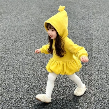 Áo nỉ trẻ em Hàn Quốc có mũ lông cừu Áo Bud Tops mùa đông bé gái ngôi sao 3D 9