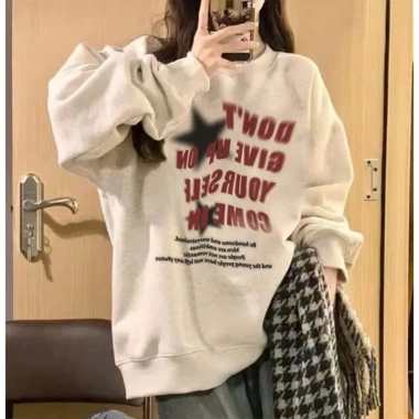 Áo nỉ Xám nữ RTOML Sweater cổ tròn Hàn Quốc Vintage Star 24h giao hàng giá 119.999đ 3