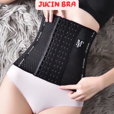 Áo nịt JUCIN thoáng khí in chữ M - Đai nịt bụng màu đen/be, giảm giá 49k
