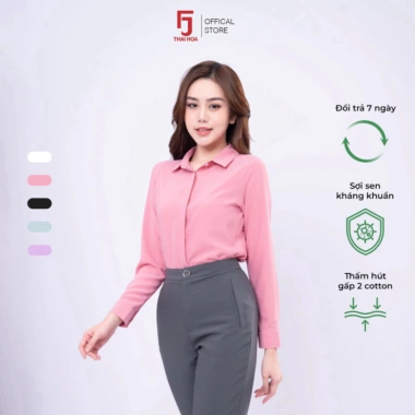 Áo nữ dài tay ASW101-R17 Thái Hòa vải sợi sen – Thanh lịch cho văn phòng, công sở, giảm còn 294.000₫