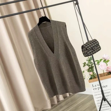 Áo Nữ Không Tay Dệt Kim Plus 2.023 Mùa Xuân Hàn Quốc Phong Cách Phương Tây Cổ V