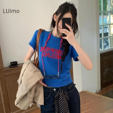 Áo Nữ LUImo Mỏng Tay Ngắn Cổ Chữ O Chui Đầu Mùa Hè Sang Trọng, Thêu Chữ Dệt Kim - Giá chỉ 63.828đ 6