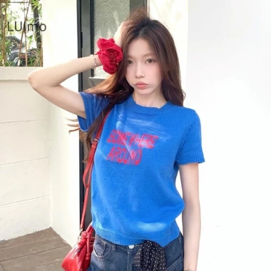 Áo Nữ LUImo Mỏng Tay Ngắn Cổ Chữ O Chui Đầu Mùa Hè Sang Trọng, Thêu Chữ Dệt Kim - Giá chỉ 63.828đ 9