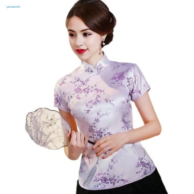 Áo nữ phong cách Trung Quốc cổ đứng nút đĩa tay ngắn họa tiết in độc đáo - Giá 276.462 VND 7