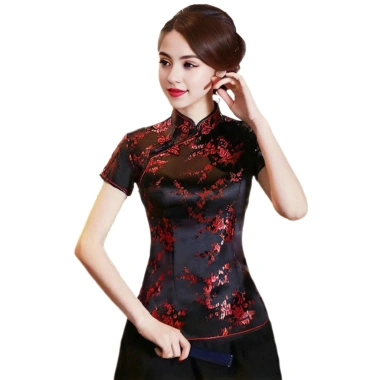 Áo nữ phong cách Trung Quốc cổ đứng nút đĩa tay ngắn họa tiết in độc đáo - Giá 276.462 VND 10