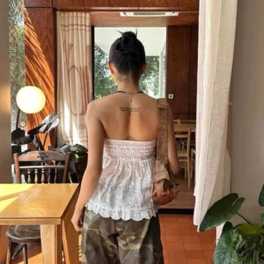 Áo Ống Babydoll Thô Boi Thêu Hoa - Ngực Ren, Lưng Chun Co Dãn, Fit Dáng Đẹp 175k 6