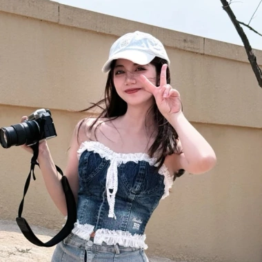 Áo ống ren jean denim phong cách Mỹ, thêu chữ ôm vừa vặn, mùa hè nữ - giảm giá 276k 4