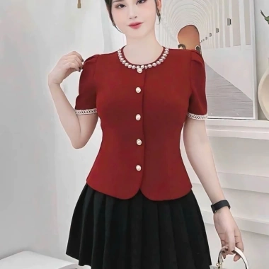 Áo Peplum A85 HTK Lady Cổ Tròn Ngọc - Tay Cộc Thanh Lịch, Tôn Dáng, Giá 159k - Sang Trọng 3