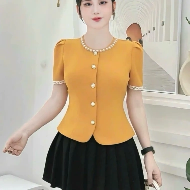 Áo Peplum A85 HTK Lady Cổ Tròn Ngọc - Tay Cộc Thanh Lịch, Tôn Dáng, Giá 159k - Sang Trọng 4