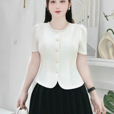 Áo Peplum A85 HTK Lady Cổ Tròn Ngọc - Tay Cộc Thanh Lịch, Tôn Dáng, Giá 159k - Sang Trọng 5