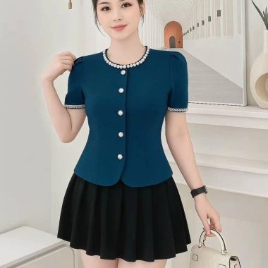 Áo Peplum A85 HTK Lady Cổ Tròn Ngọc - Tay Cộc Thanh Lịch, Tôn Dáng, Giá 159k - Sang Trọng 6