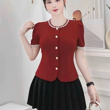 Áo Peplum A85 HTK Lady Cổ Tròn Ngọc - Tay Cộc Thanh Lịch, Tôn Dáng, Giá 159k - Sang Trọng 9