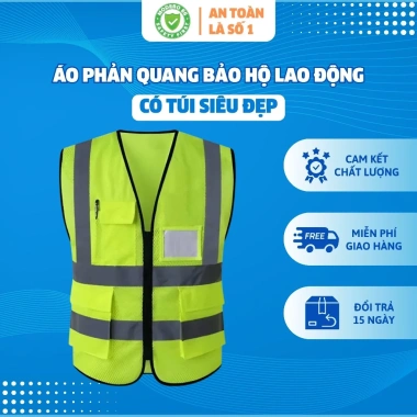 Áo phản quang bảo hộ lao động 4 dải siêu đẹp, có túi – Giá chỉ 107.000₫ Áo phản quang bảo hộ lao động 4 dải siêu đẹp, có túi – Giá chỉ 107.000₫