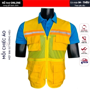 Áo phản quang gile bảo hộ lưới thoáng mát, mỏng nhẹ, giá 140k kỹ sư công nhân