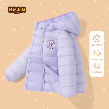 Áo Phao Bé Gái HKAM Ấm Áp Có Hood Kuromi Unisex Giá 299k - Giảm Đặc Biệt