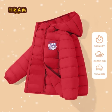 Áo Phao Bé Gái HKAM Ấm Áp Có Hood Kuromi Unisex Giá 299k - Giảm Đặc Biệt