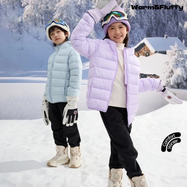 Áo phao bé gái mùa đông ấm áp có mũ, in trái tim Unisex đa năng - Giá chỉ 299k