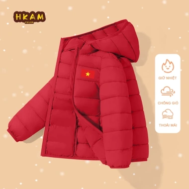 Áo Phao Bé Trai Mùa Đông Ấm Áp Có Mũ Trùm Đầu In Cờ Việt Nam Unisex 299k 8