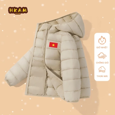 Áo Phao Bé Trai Mùa Đông Ấm Áp Có Mũ Trùm Đầu In Cờ Việt Nam Unisex 299k 10