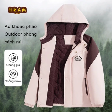 Áo phao bé trai mùa đông HKAM - Cách nhiệt, chống thấm, In núi, Giá 480k