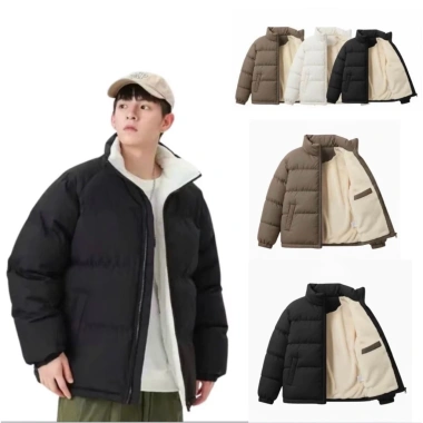 Áo Phao Béo Nam Nữ 3 Lớp Lót Lông Cừu Phong Cách Hàn Quốc Đa Màu Size M L XL Cổ Vải ấm 169k