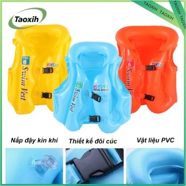 Áo phao bơi trẻ em PVC dày tăng lực nổi, an toàn hỗ trợ tập luyện - Giá 47.000₫