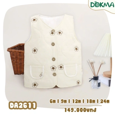 Áo phao gile Dokma hoa nhí 5-12kg bé gái - Đáng yêu, mềm mại, giảm còn 149.000 VND