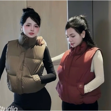 Áo phao gile nữ dáng ngắn croptop chữ M, 4 màu trẻ trung, giá chỉ 99.000đ 9