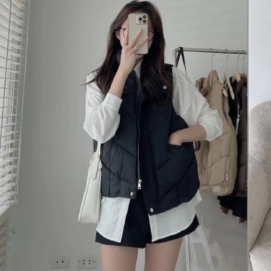 Áo phao gile nữ Quảng Châu mã khóa sườn, túi ngang, 3 màu cao cấp - 106.529đ