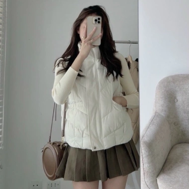 Áo phao gile nữ Quảng Châu mã khóa sườn, túi ngang, 3 màu cao cấp - 106.529đ