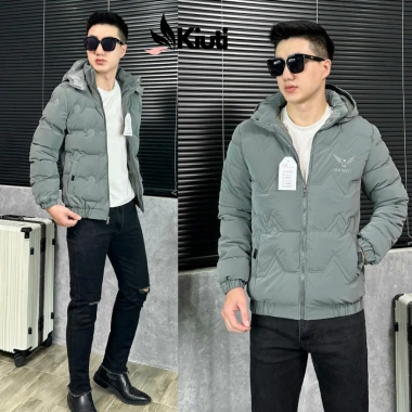 Áo phao nam Kiuti trần vi tính, mũ tháo rời, dày dặn ấm áp mùa đông 2.024 5