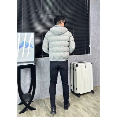 Áo phao nam Kiuti trần vi tính, mũ tháo rời, dày dặn ấm áp mùa đông 2.024 7