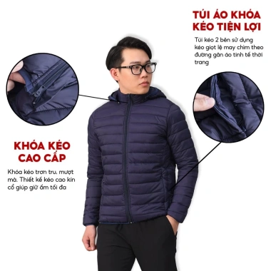 Áo Phao Nam Siêu Nhẹ, Siêu Ấm 3 Lớp, 4 Túi, Chất Lượng Cao - Giá 259.000₫ 2