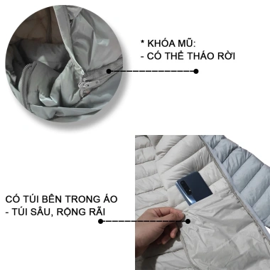 Áo Phao Nam Siêu Nhẹ, Siêu Ấm 3 Lớp, 4 Túi, Chất Lượng Cao - Giá 259.000₫ 6