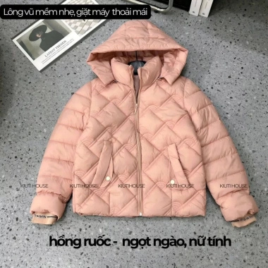 Áo Phao Nữ Lông Vũ Siêu Nhẹ KIUTI Quảng Châu - Mũ Tháo Rời, Hai Mặt Ấm Áp, Giá chỉ 230.000₫ 5