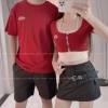 Áo phông cặp đôi nam nữ croptop đỏ thêu chữ Quảng Châu cao cấp HAPPYLOVE H103 giảm còn 275.990 VND 6