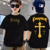 Áo phông cotton cổ tròn phong cách đua xe size 90‑150 cho trẻ 3‑14 tuổi, thoáng mát, giảm giá 143k 7