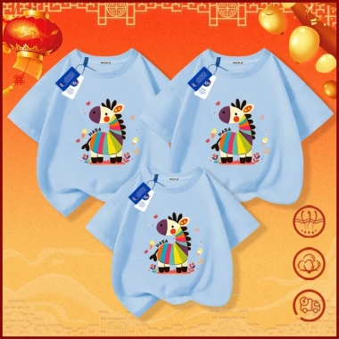 Áo phông cotton đỏ NASA ngựa con cầu vồng cộc tay casual, bộ 3 người Ngựa 2.026