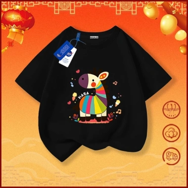 Áo phông cotton đỏ NASA ngựa con cầu vồng cộc tay casual, bộ 3 người Ngựa 2.026